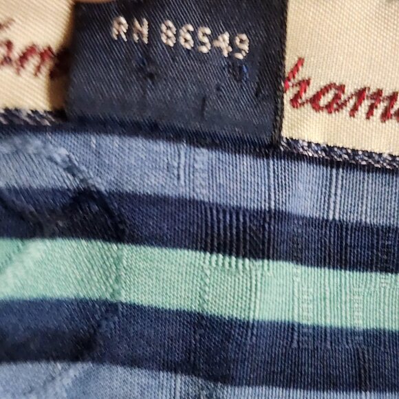 Tommy Bahama Shirt Mens Large Blue Green 100% Silk Relax Striped Hawaiian Camp - Picture 6 of 12